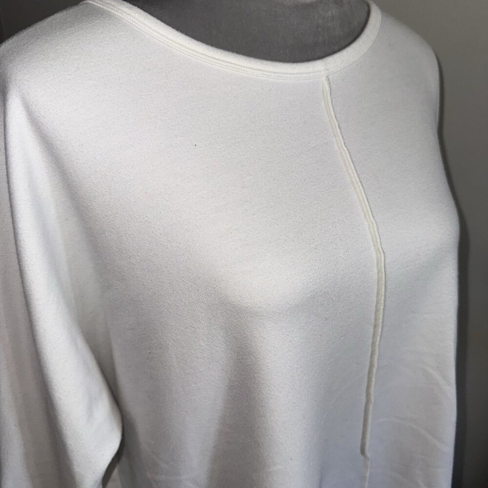 SPANX Perfect Length White Oversized 3/4 Sleeve Sweatshirt Large